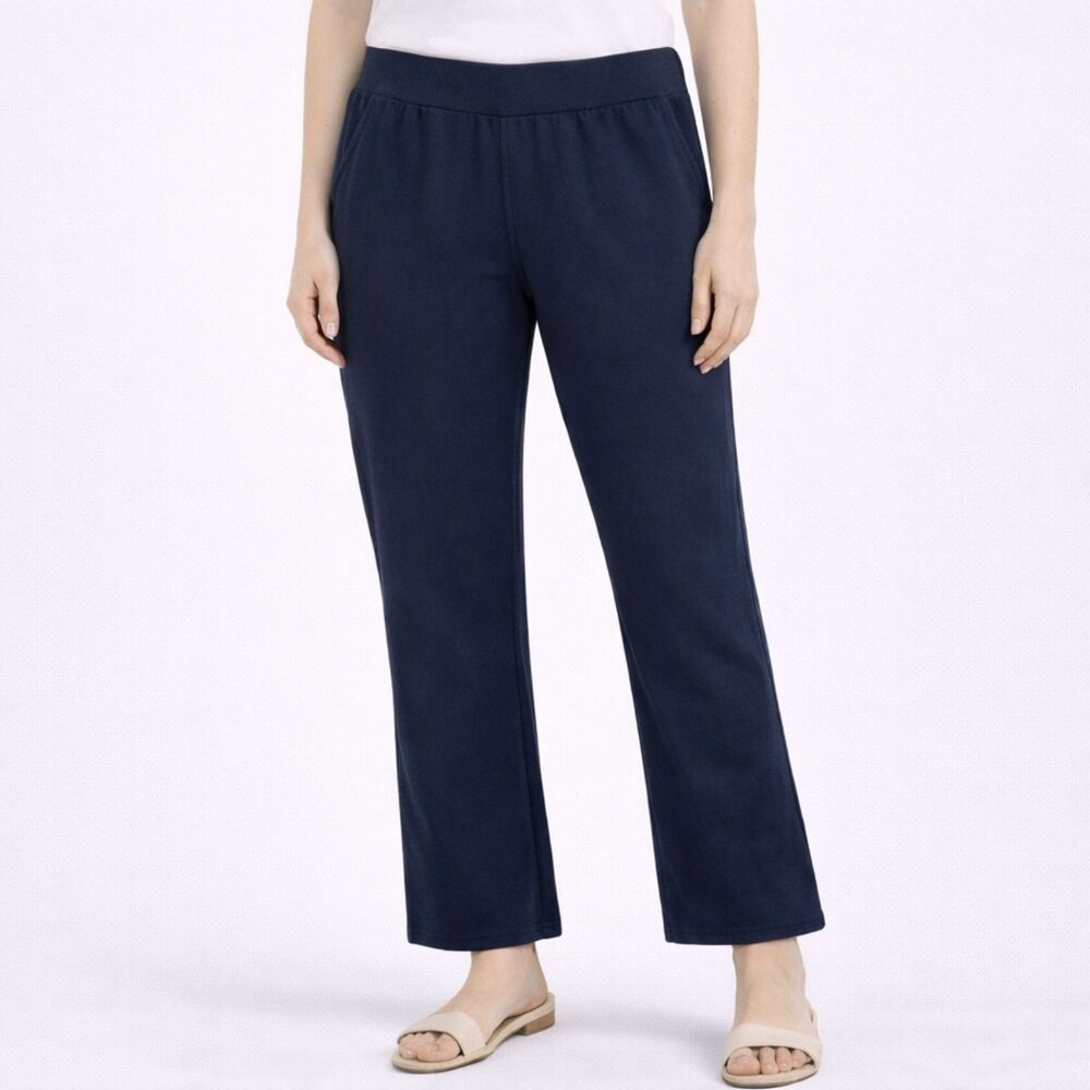 Lauren Ralph Lauren Cotton Ribbed Straight Leg Pants Blue M